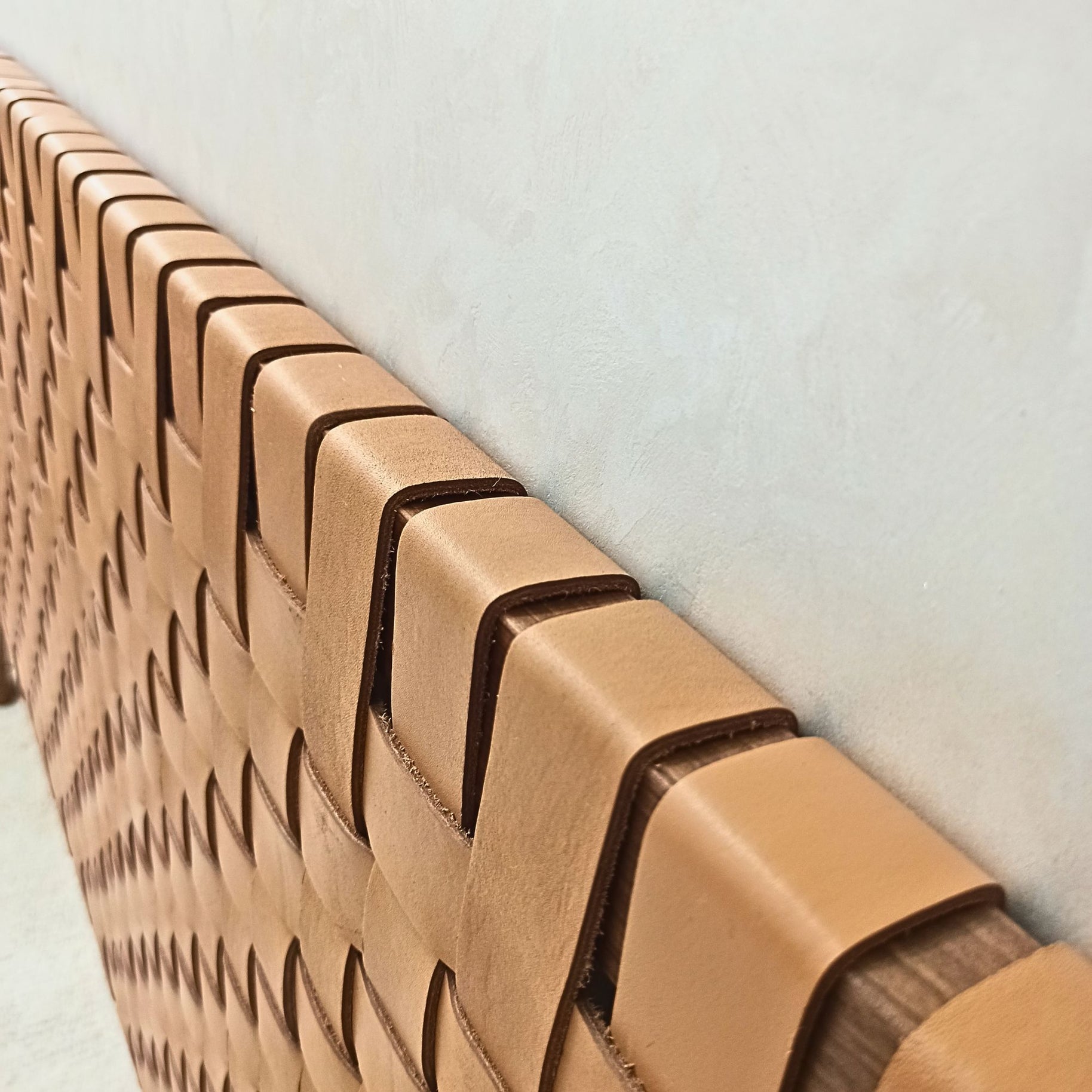 Solid Walnut Headboard with Full-Grain Leather Straps