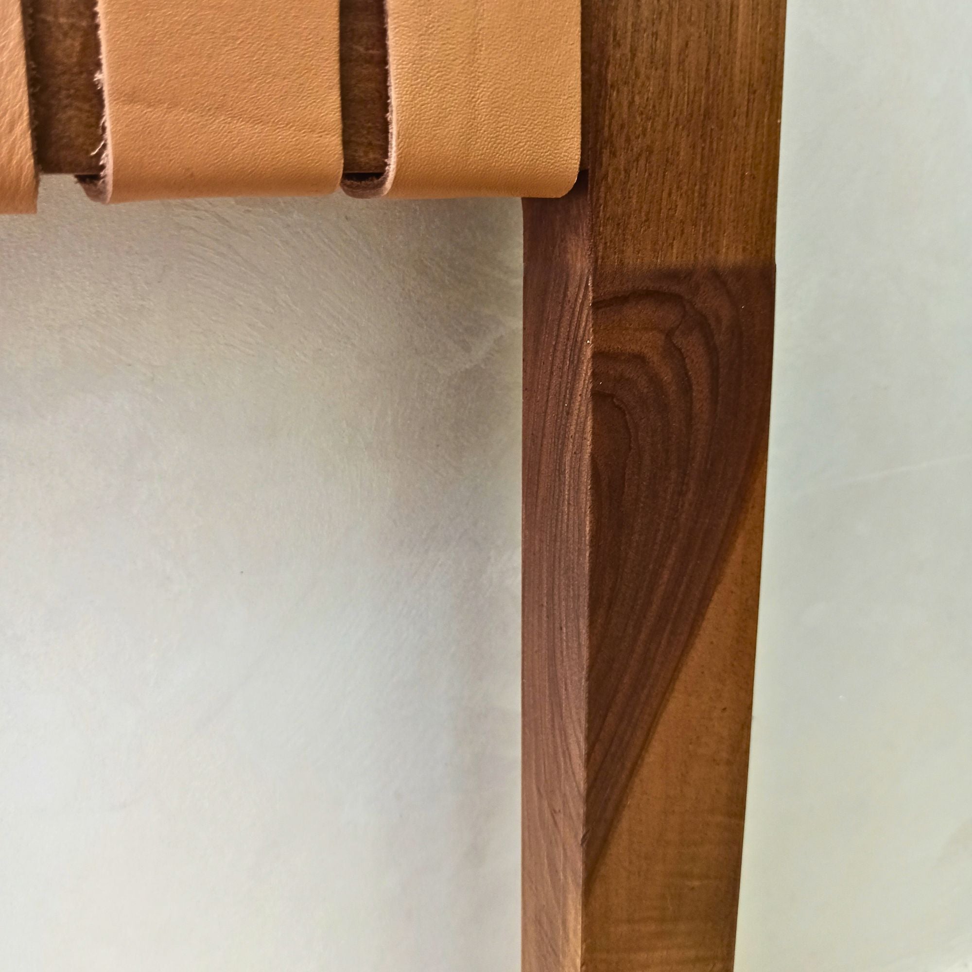 Solid Walnut Headboard with Full-Grain Leather Straps