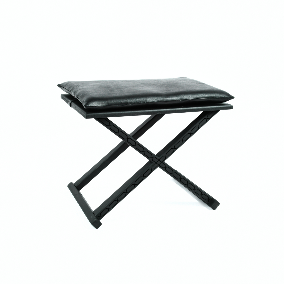 Handcrafted Black X Stool Coffee Table 2-in-1 Moroccan - LuxoraCraft