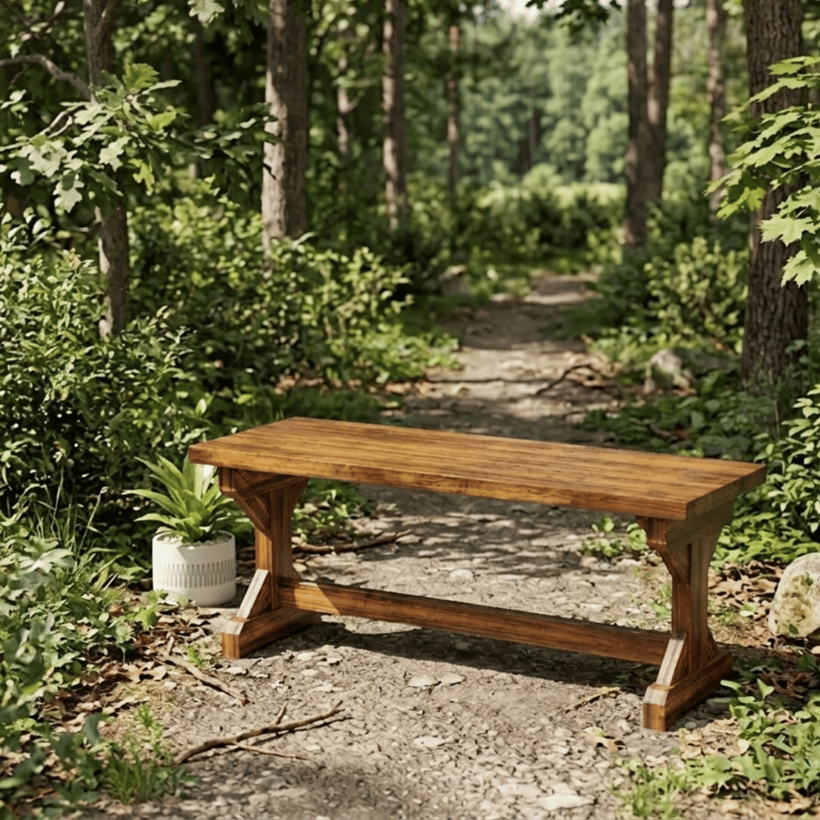 Solid Wood Outdoor Bench Rustic Patio Garden Seating